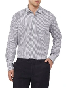 Classic Long Sleeve Stripe Shirt in Midnight Blue