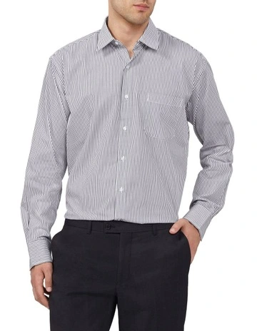 Easy Care Classic Fit Stripe Business Shirt in Midnight