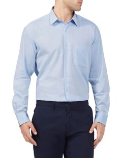 Classic Long Sleeve Dobby Shirt in Sky