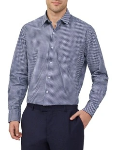 Classic Long Sleeve Check Shirt in Navy
