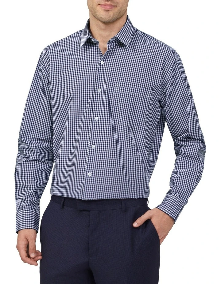 Classic Long Sleeve Check Shirt in Navy image 1
