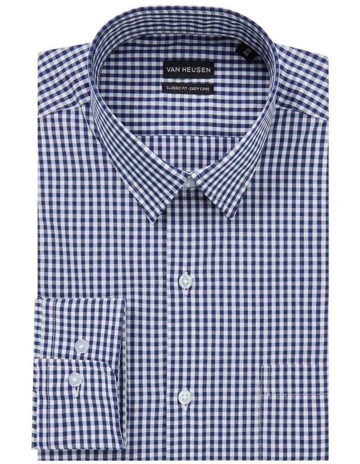 Classic Long Sleeve Check Shirt in Navy image 4