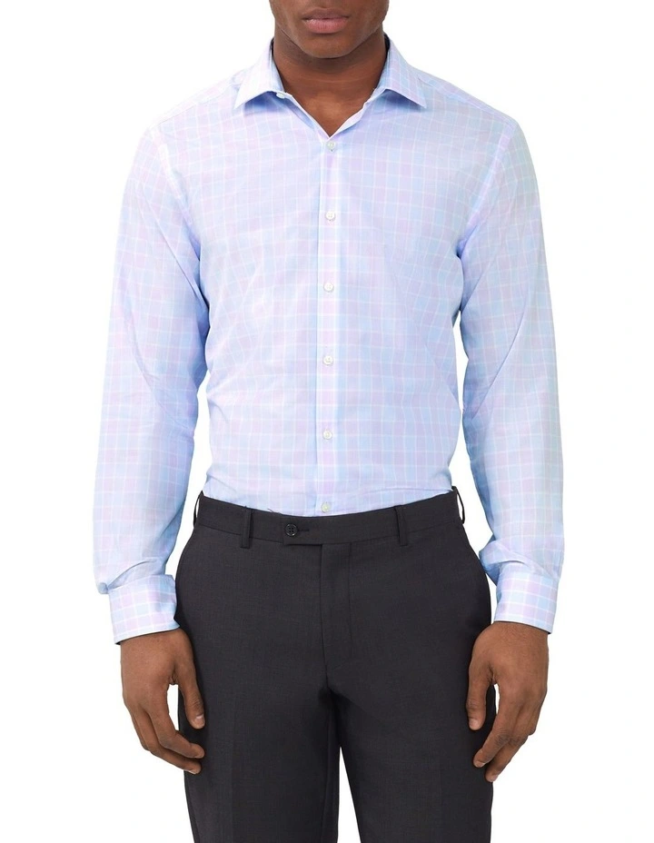 Bamboo Poplin Check Shirt in Lilac image 1