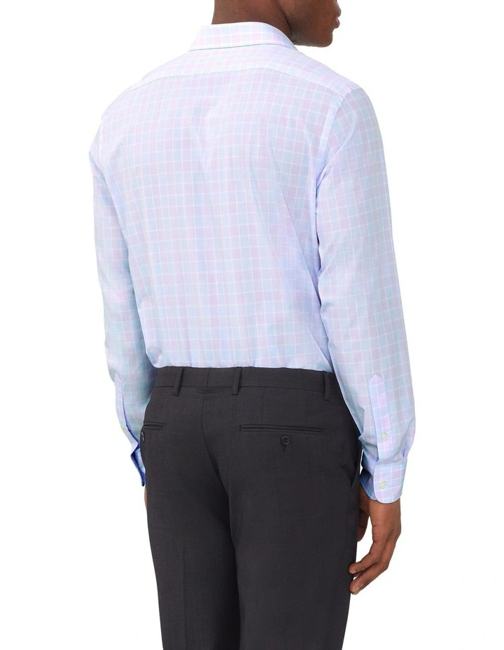 Bamboo Poplin Check Shirt in Lilac image 2