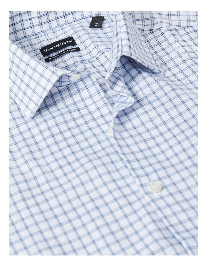 Twill Check Collared Long Sleeve Tailored Shirt in Sky image 3