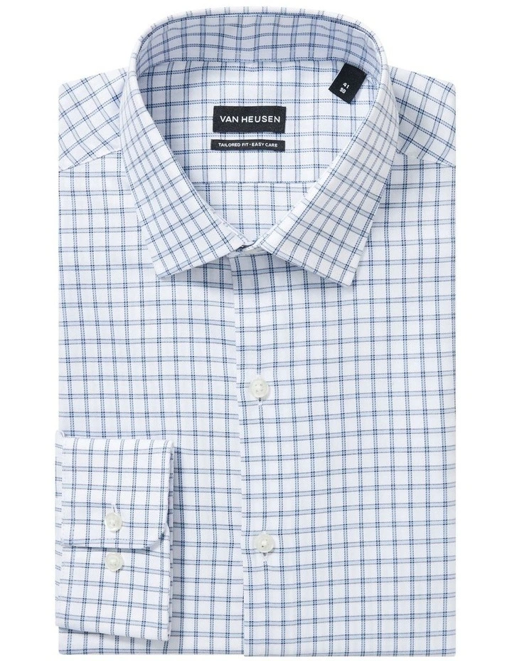 Twill Check Collared Long Sleeve Tailored Shirt in Sky image 4