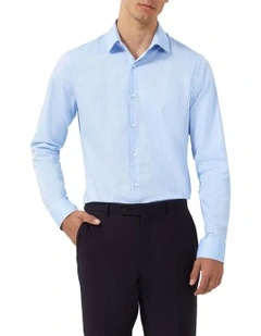 Solid Colour Textured Shirt in Sky