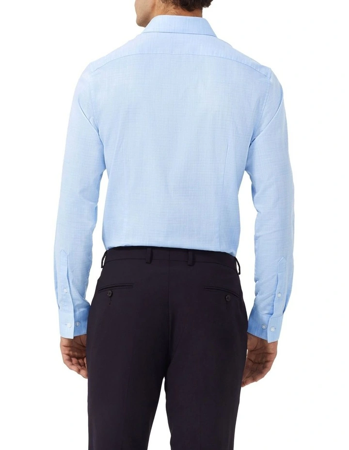 Solid Colour Textured Shirt in Sky image 2