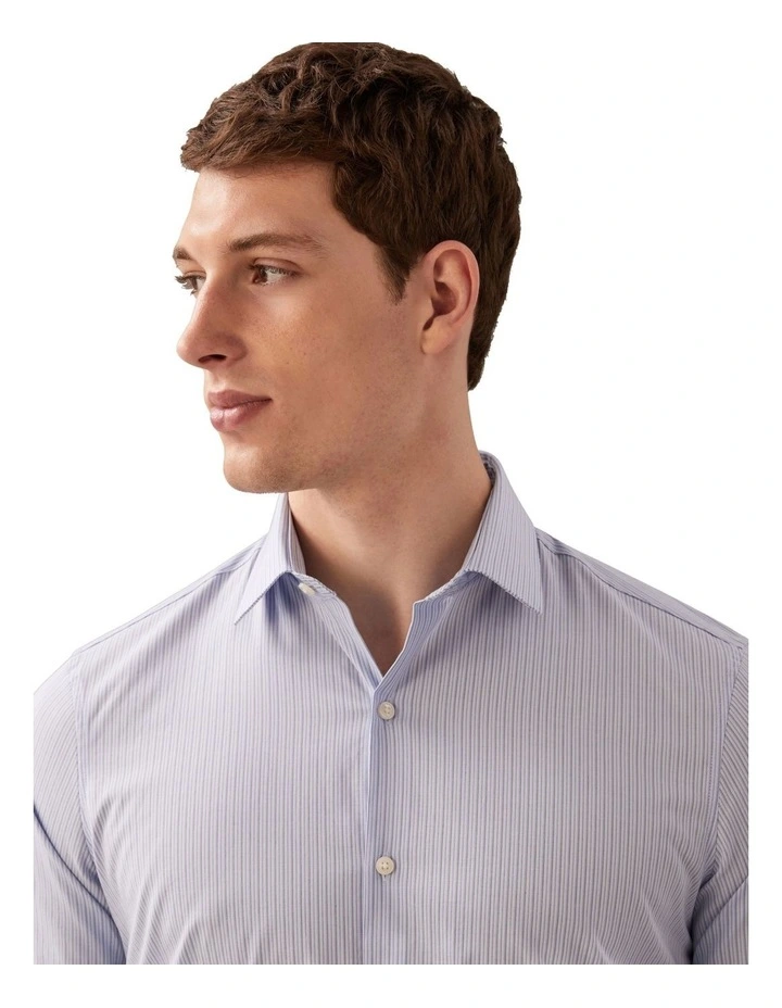 The Poplin Shirt Slim Fit in Stripe Blue image 3