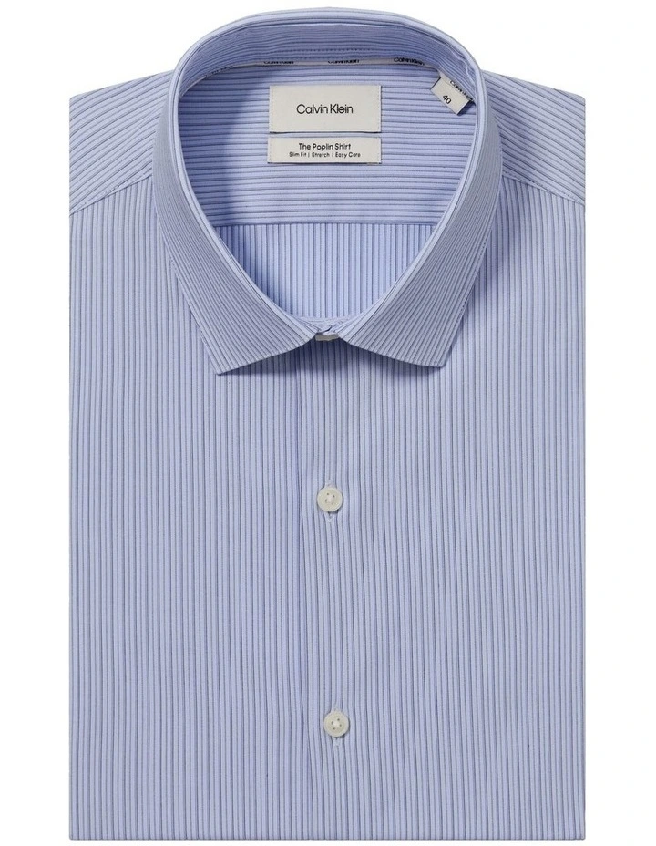 The Poplin Shirt Slim Fit in Stripe Blue image 5
