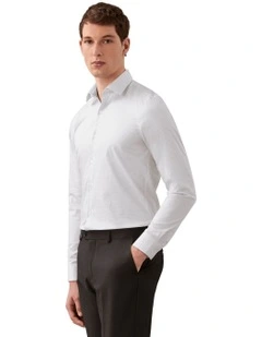 The Poplin Print Slim Fit Shirt in Grey
