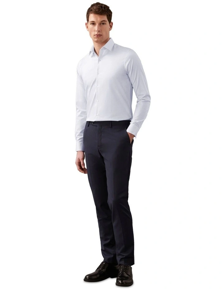 Performance Non Iron Slim Fit Print Business Shirt in Blue image 2