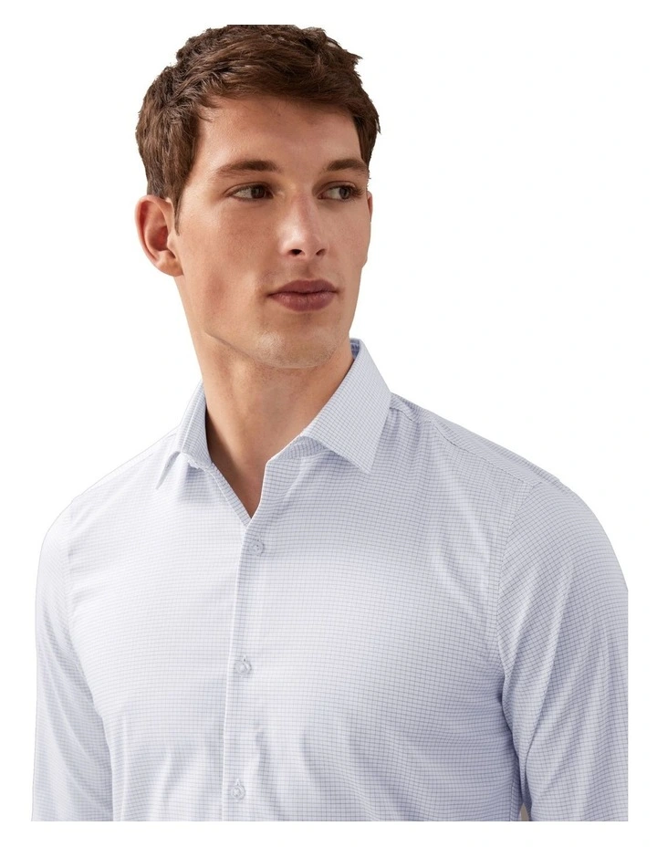 Performance Non Iron Slim Fit Print Business Shirt in Blue image 3