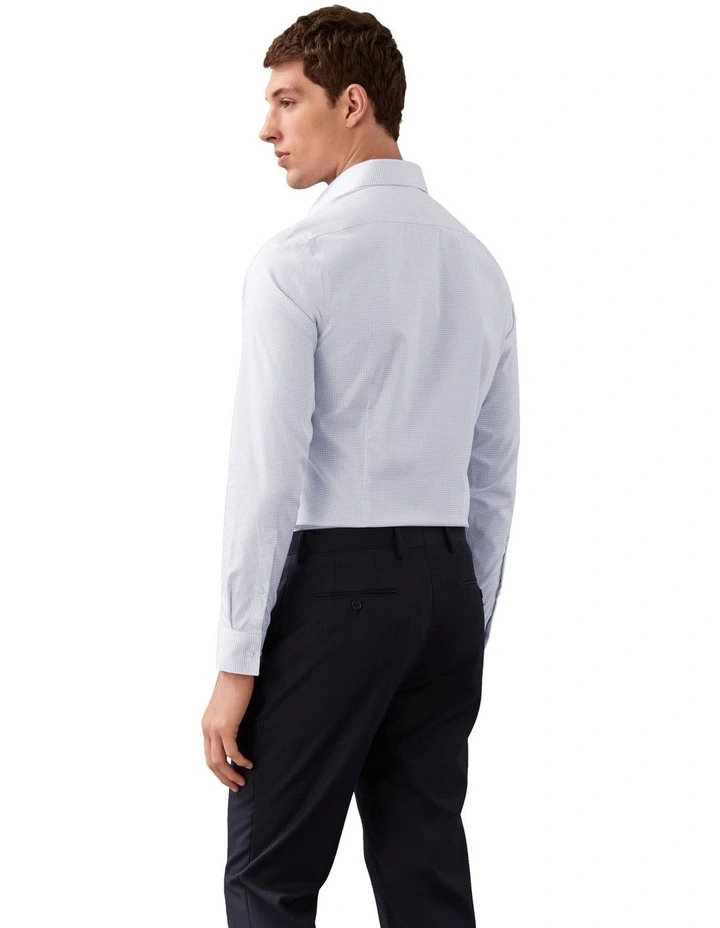 Performance Non Iron Slim Fit Print Business Shirt in Blue image 4