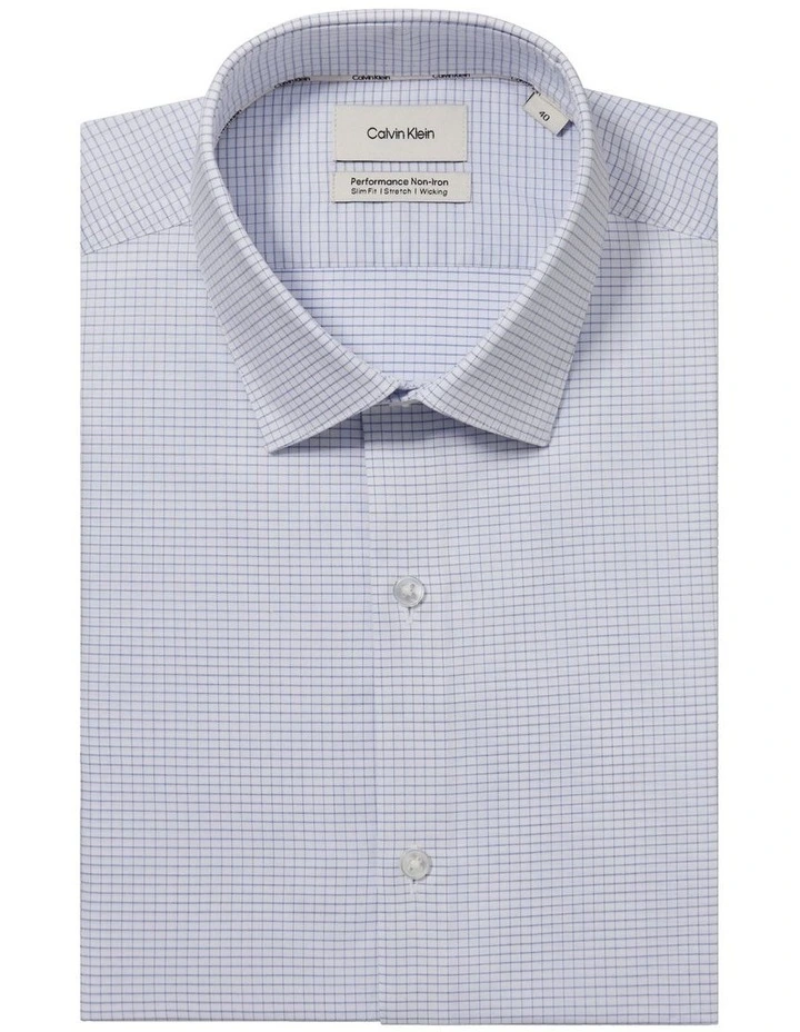 Performance Non Iron Slim Fit Print Business Shirt in Blue image 5