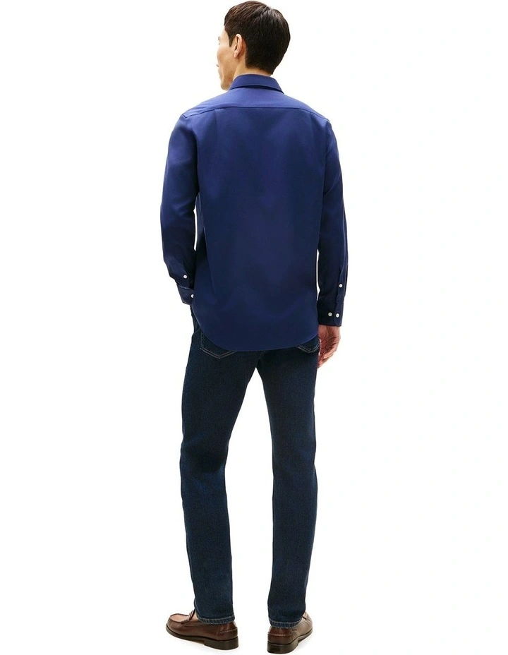 Egyptian Cotton Solid Regular Fit Business Shirt in Peacoat image 3