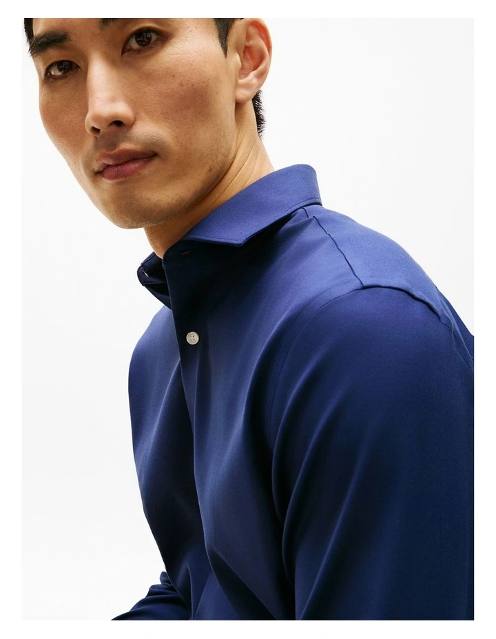 Egyptian Cotton Solid Regular Fit Business Shirt in Peacoat image 4