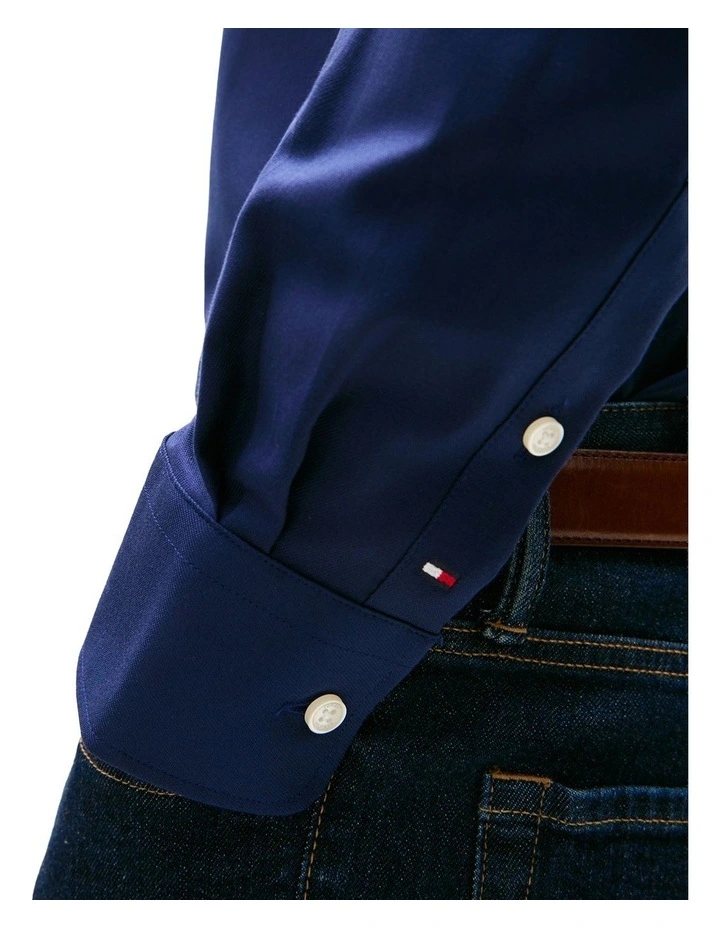 Egyptian Cotton Solid Regular Fit Business Shirt in Peacoat image 5