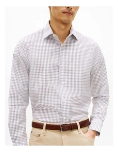 Egyptian Cotton Plaid Regular Fit Business Shirt in Black Multi