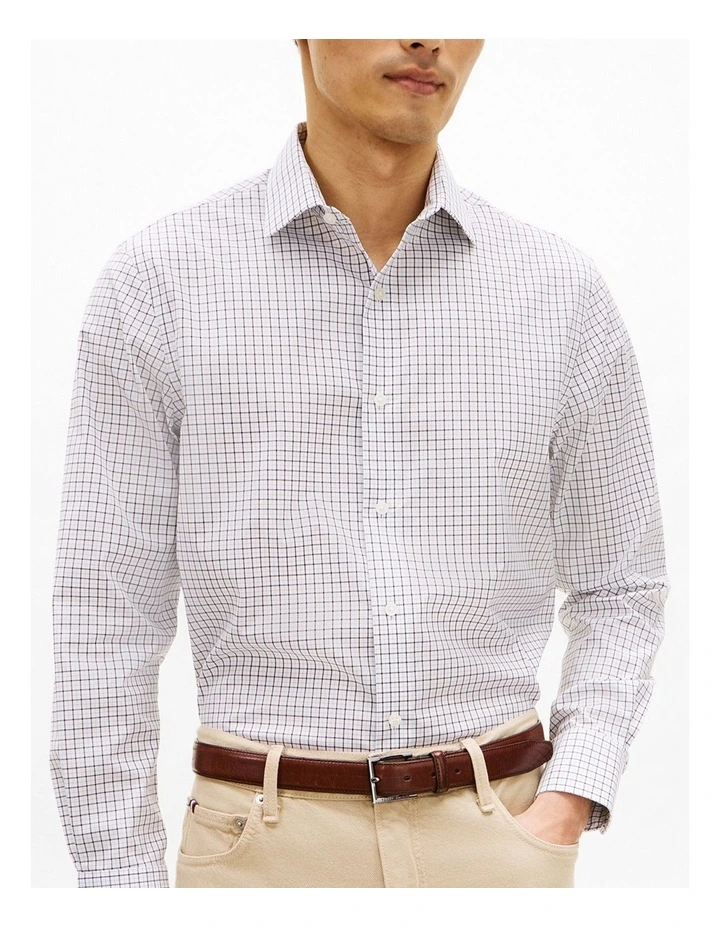 Egyptian Cotton Plaid Regular Fit Business Shirt in Black Multi image 1