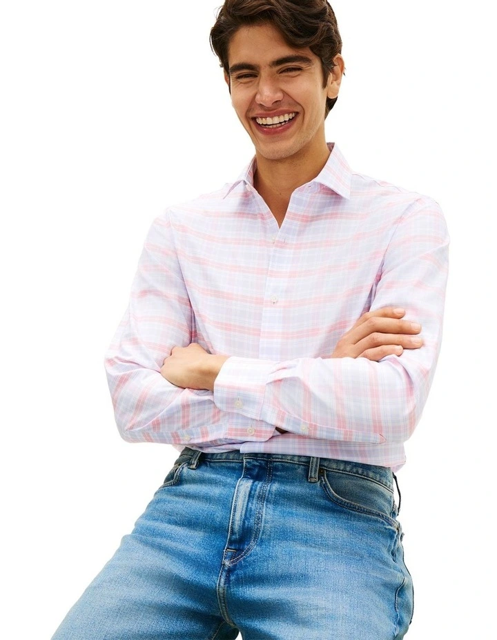Flex Plaid Regular Fit Business Shirt in Pink Multi image 3