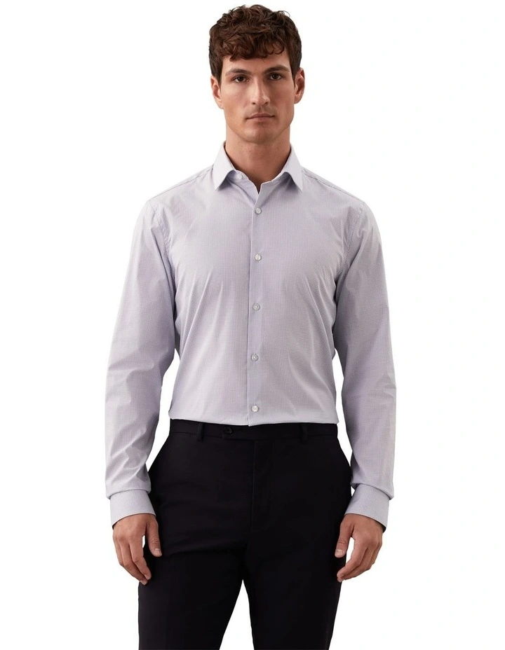 Poplin Dress Shirt in Denim Check image 1