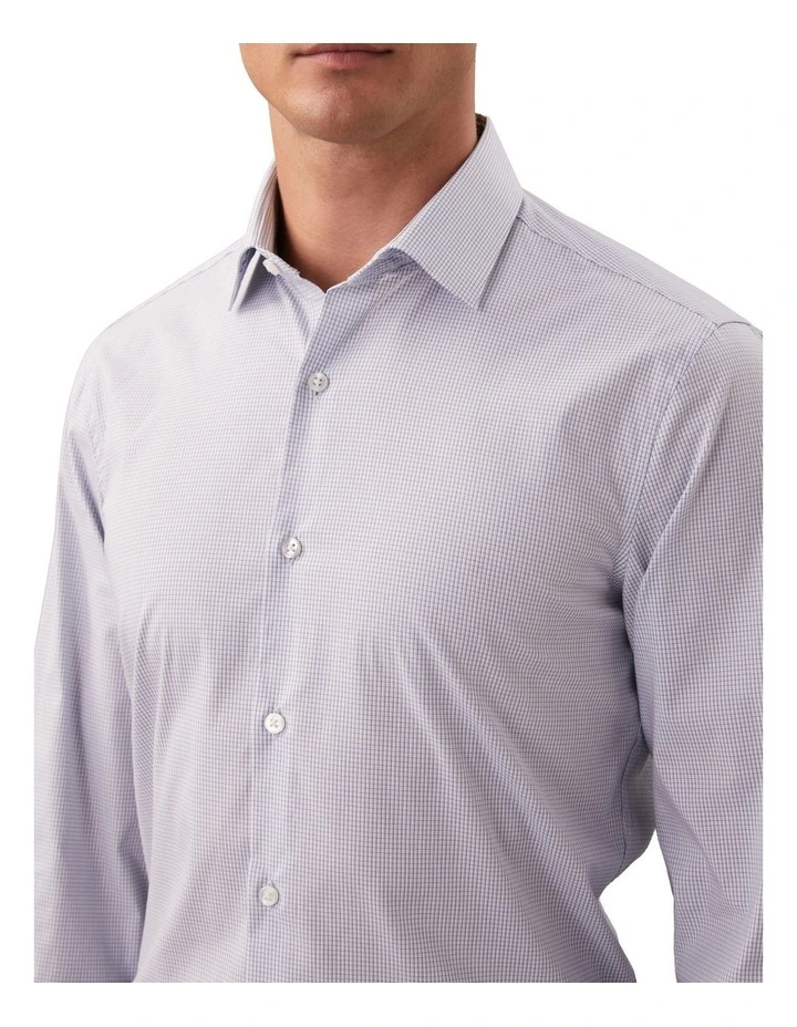 Poplin Dress Shirt in Denim Check image 3