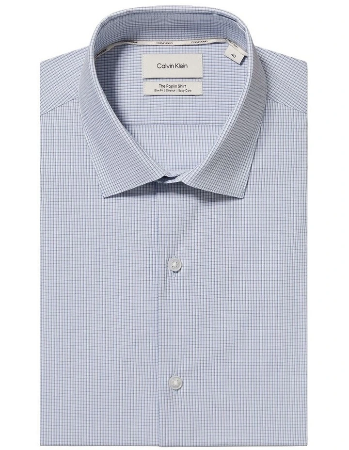 Poplin Dress Shirt in Denim Check image 5