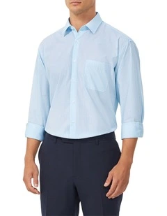 Mini Check Shirt in Mint Blue