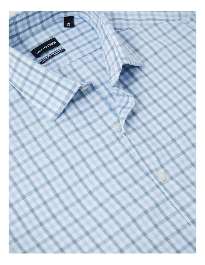 Gingham Check Shirt Tailored Fit in Blue image 2