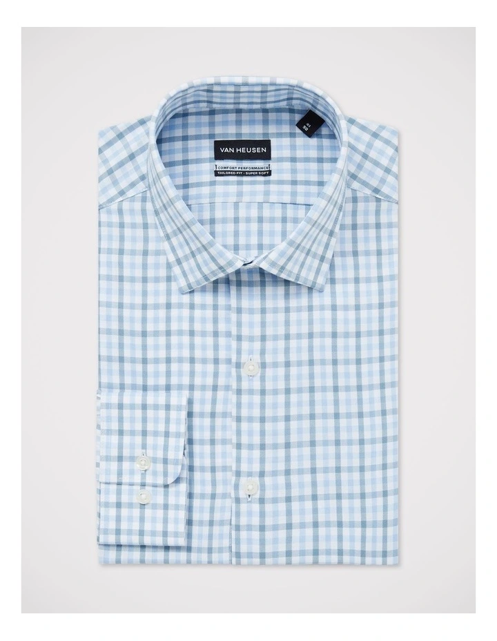 Gingham Check Shirt Tailored Fit in Blue image 3