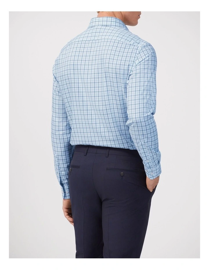 Gingham Check Shirt Tailored Fit in Blue image 4