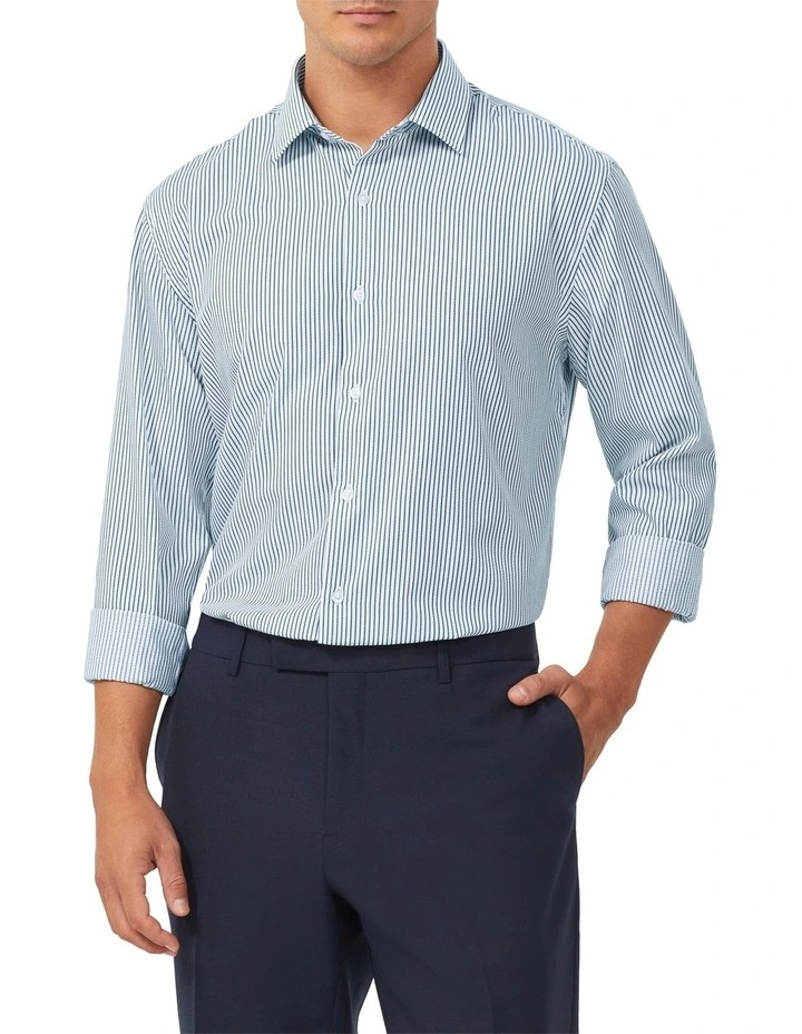 Heritage Weave Stripe Shirt in Green image 1