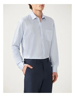 Windowpane Poplin Shirt in Sky