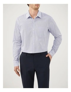 Windowpane Poplin Shirt in Navy