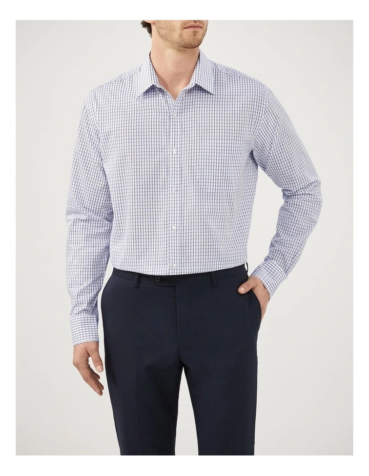 Windowpane Poplin Shirt in Navy image 1
