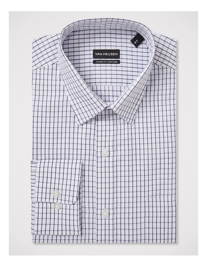 Windowpane Poplin Shirt in Navy image 2