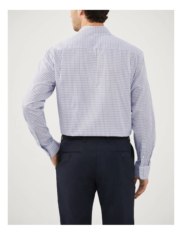 Windowpane Poplin Shirt in Navy image 4