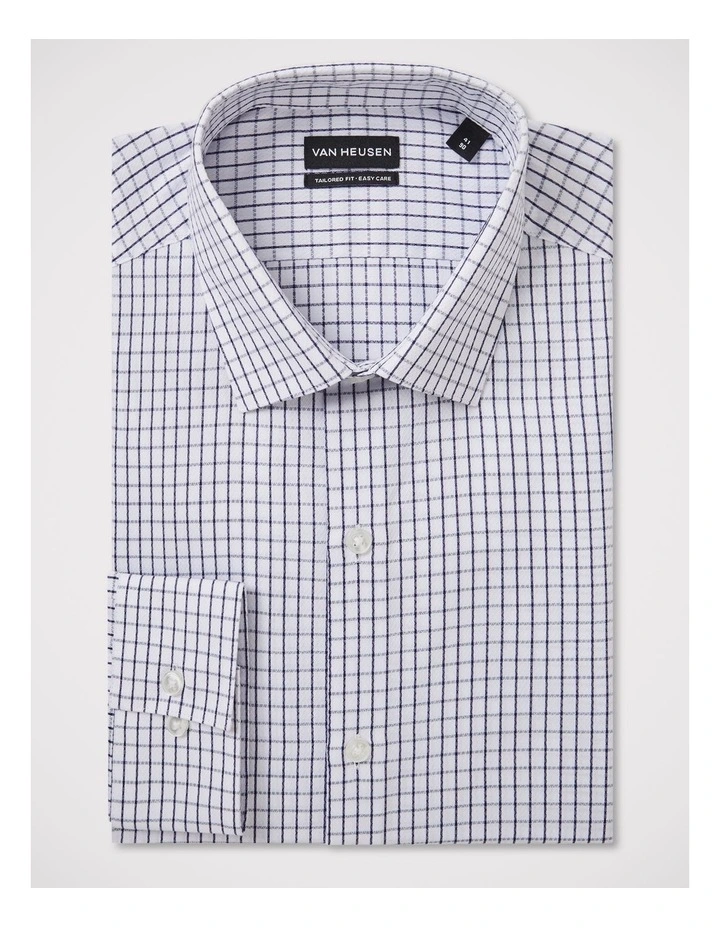 Windowpane Poplin Shirt in Navy image 3