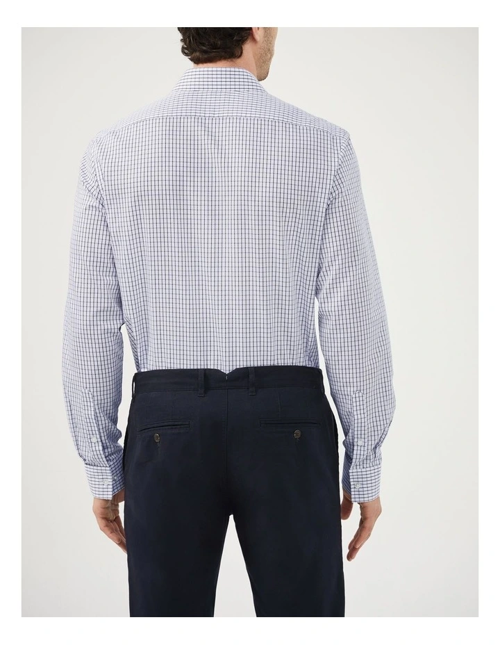Windowpane Poplin Shirt in Navy image 4
