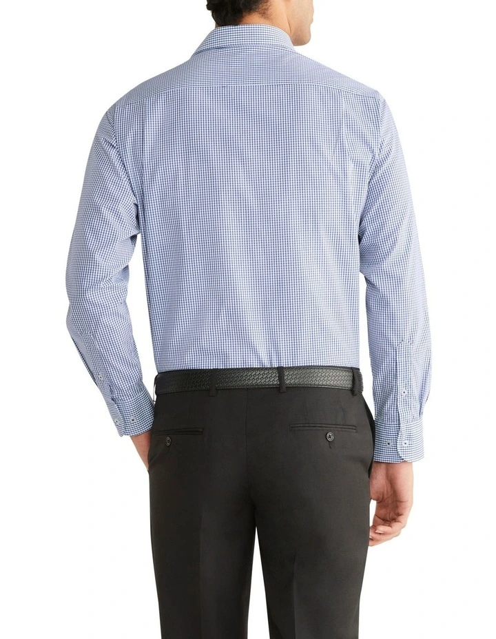 Classic Fit Check Business Long Sleeve Shirt in Navy image 2