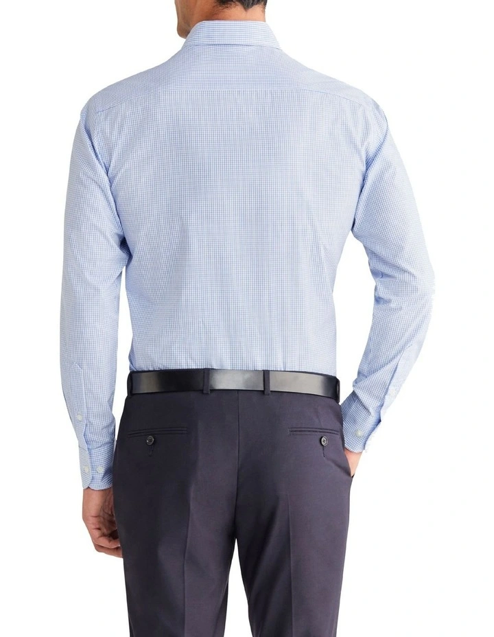 Euro Check Long Sleeve Business Shirt in Blue image 2