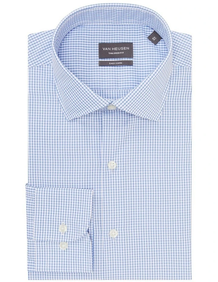 Euro Check Long Sleeve Business Shirt in Blue image 3