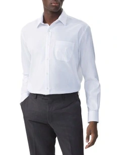 Classic Fit Dobby Stripe Shirt in White