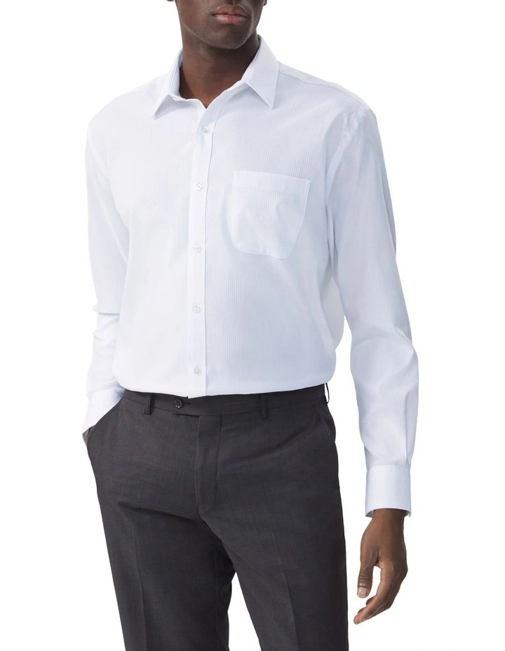 Classic Fit Dobby Stripe Shirt in White image 1