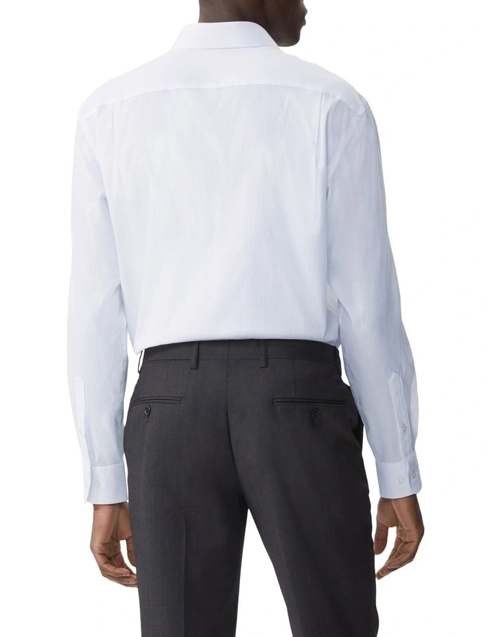 Classic Fit Dobby Stripe Shirt in White image 2
