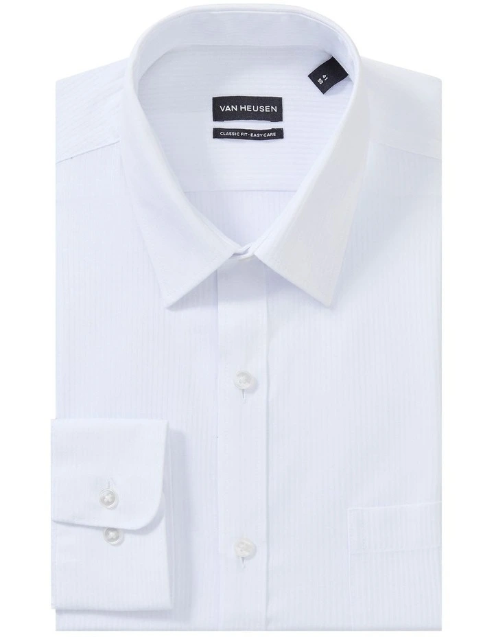 Classic Fit Dobby Stripe Shirt in White image 3