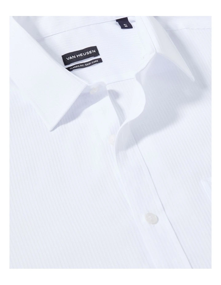 Classic Fit Dobby Stripe Shirt in White image 4