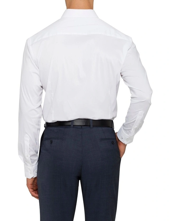 Solid Long Sleeve Business Shirt in White image 3