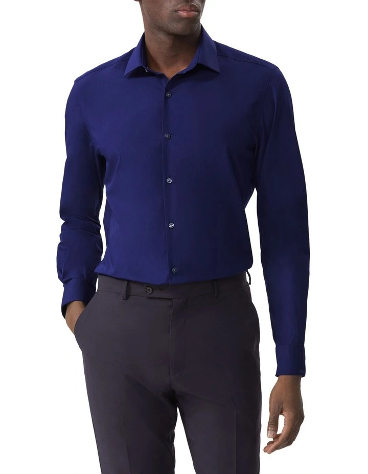 Plain Poplin Long Sleeve Business Shirt Navy image 1